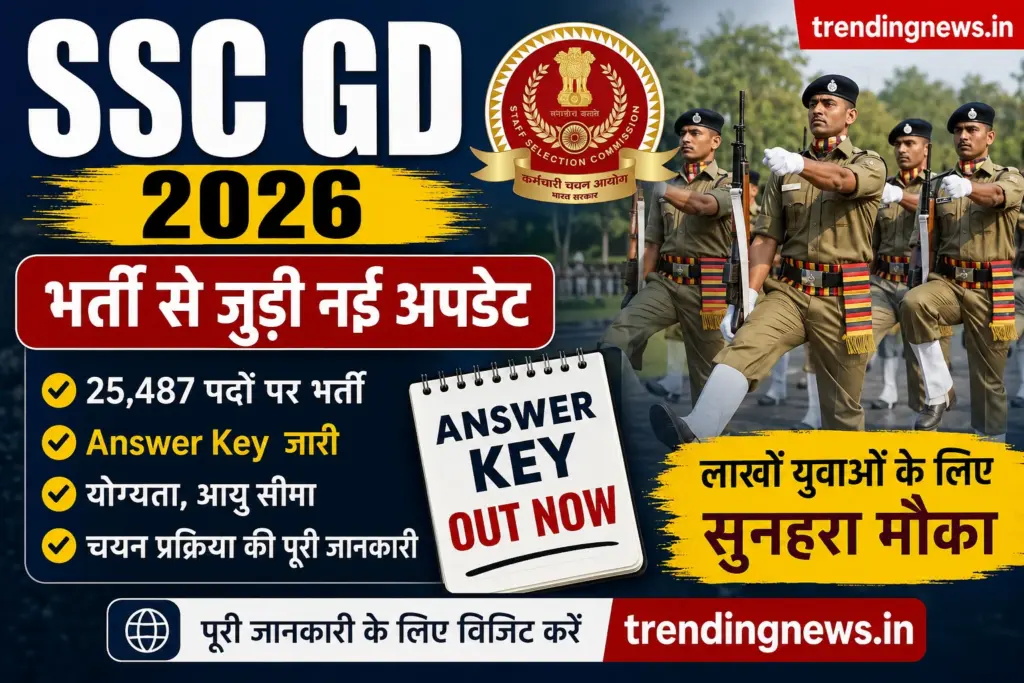 SSC GD 2026 भर्ती अपडेट, 25487 पदों पर भर्ती, Answer Key जारी, चयन प्रक्रिया और योग्यता से जुड़ी महत्वपूर्ण जानकारी