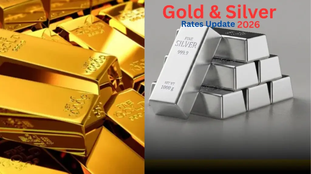 Gold-Silver Price सर्राफा बाजार में सोने और चांदी की कीमतों में गिरावट का प्रतीकात्मक दृश्य।