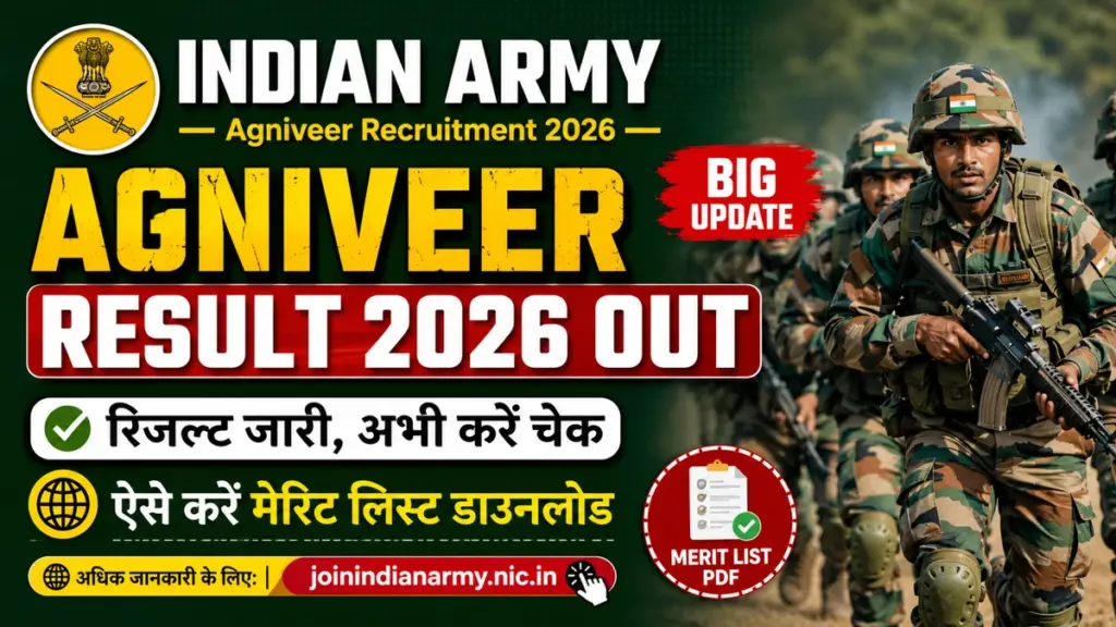 Indian Army Agniveer Result 2026 Official Merit List Released