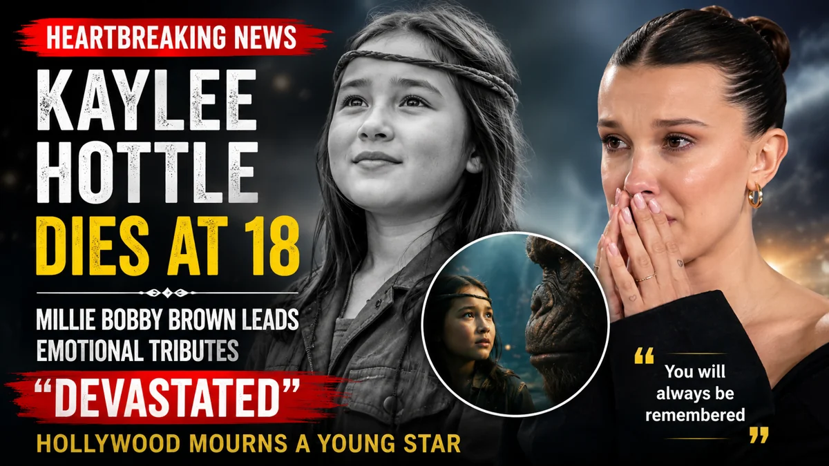 Millie Bobby Brown pays an emotional tribute following the death of young actress Kaylee Hottle, known for her role in the Godzilla and Kong film series.