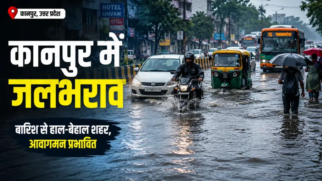 Kanpur heavy rain waterlogging on city roads after monsoon rainfall