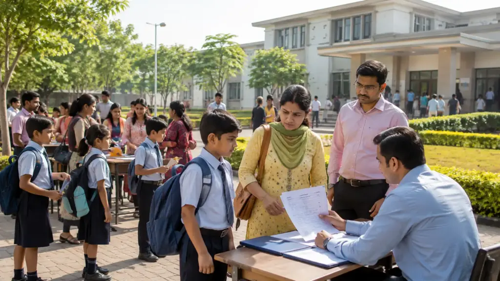 College admission news 2026 में admission प्रक्रिया की जानकारी लेते छात्र